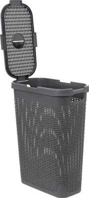 Produktbild von Schmaler Wäschekorb aus Kunststoff Five® - Grau - Mit Deckel