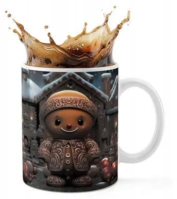 Obrázok produktu pre KERAMICKÁ HRNČEK 330 ml, potlač – Vianočné motívy: Santa Claus, sob, darček
