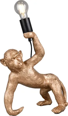 Image de Lampe de table, or, singe, E27, interrupteur à cordon, H 35,5 cm