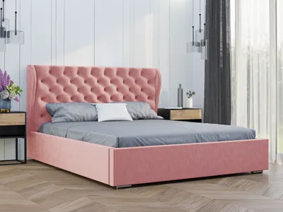Obrázek produktu pro Čalouněná postel GRAINGOLD 140x200 Florence - podnož a rošt - čelo postele Chesterfield - růžová (Magic velvet 57)
