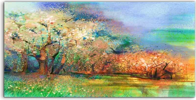 Produktbild von Coloray Acrylbild 100x50  Wandbild Acrylbilder Baum abstrakte farbenfrohe Landschafts
