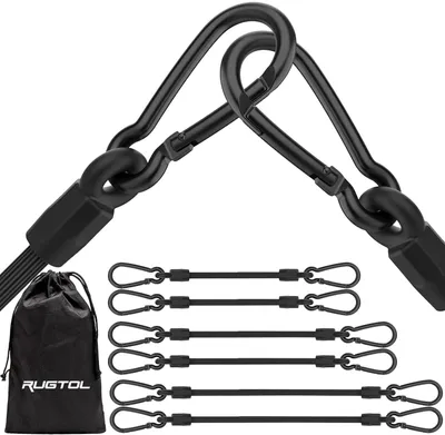 Spanngummis mit Karabiner, 6er-Set, 60/100/150 cm, schwarz