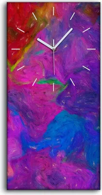 Produktbild von Wandkunst Leinwand Bild Uhr Geräuschlos 30x60 Malerei Abstrakte Kunst Bunt - weiße Hände