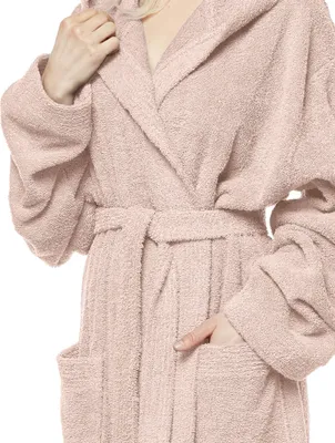 Produktbild von Arus Bademantel Pacific für Damen, wadenlang, 100% Baumwolle, Farbe:Altrosa, Größe:M