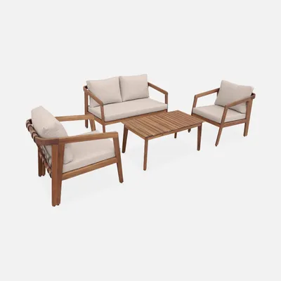 Produktbild von sweeek - Gartenmöbelset für 4 Personen aus Akazienholz - Beige