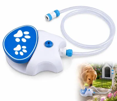 Produktbild von Hundetrinkbrunnen mit Stufenaktivierung, Hundesprinkler & Wasserspielzeug für draußen – Frischwasser-Tränke mit Schlauchanschluss für Hunde & Katzen