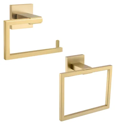 Immagine prodotto di Portasciugamani e porta carta igienica, 2 pezzi, finitura oro spazzolato, acciaio inossidabile, per bagno