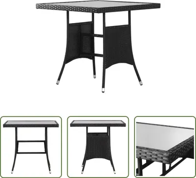 Obrázek produktu pro The Living Store Zahradní stůl černý 80 x 80 x 74 cm Poly ratan