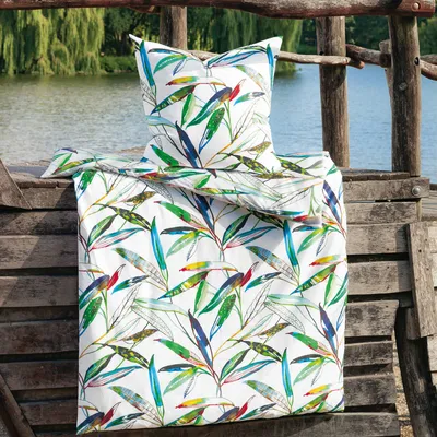 Produktbild von Janine  Mako-Satin-Bettwäsche-Set modern art S Farbe multi Größe 135x200+80x80