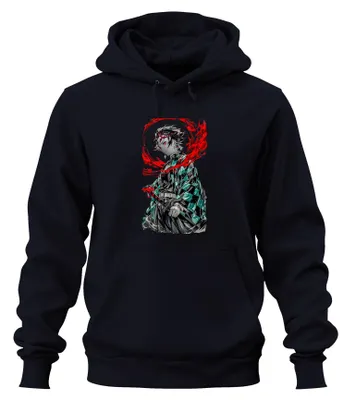 Obrázek produktu pro Tanjiro Kamado Demon Slayer Anime Sword Blood Manga Gift Uni mikina s kapucí, Navy, XXL