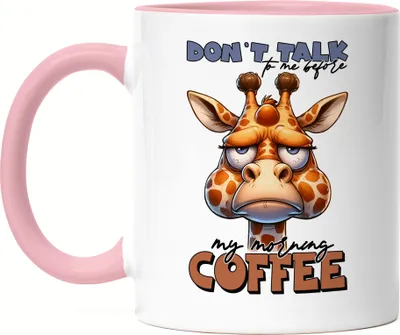 Produktbild von Don't talk to me before my morning coffee Grimmige Giraffe Tasse Rosa - Lustiges Design