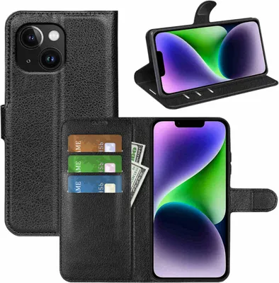 Produktbild von Für Apple iPhone 15 Smart Handy Tasche Schwarz Etuis Kunst-Leder Hülle Cover Case Book