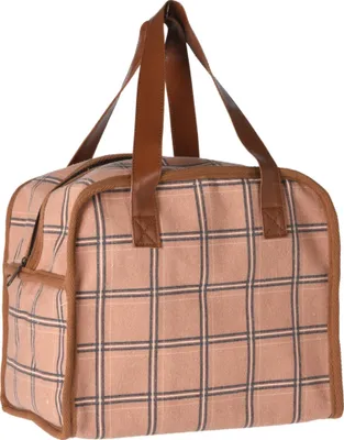Produktbild von Kühltasche Kühl Box Tasche Thermo Campingtasche Picknicktasche Isoliertasche Karo Baumwolle 11 Liter Braun