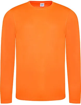 Produktbild von Just Cool JC002 | Herren Long Sleeve Cool Trainings longsleeve T-Shirt - Farbe: Electric Orange - Größe: S