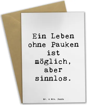 Produktbild von Mr. & Mrs. Panda babykarte Spruch Pauken Leben - Weiß - Geschenk, Instrument, Schlagzeug, Lernen, weihnachtskarten, Musik, Musiker, Grußkarten, Beileidskarte, osterkarten