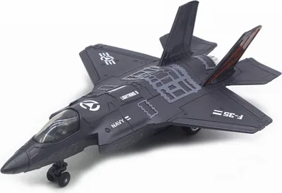 Produktbild von Große Legierung Zurückziehen F-35 Kampfflugzeug Modell Musik LED Flugzeug Spielzeug Geschenk-Schwarz
