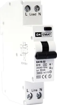 Image de EMAT Interrupteur différentiel 1 pôle+neutre 16A signe C 30mA (85006005)