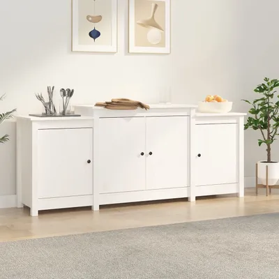 Image de vidaXL Sideboard Blanc 164x37x68 cm Pin massif