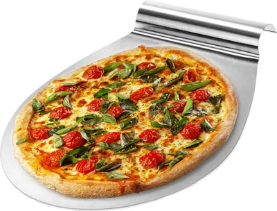 Produktbild von com-four® Pizzaschieber aus rostfreiem Edelstahl - Tortenhebe-Blech mit Griffmulde - Kuchen- und Pizzaheber - Pizzaschaufel bis zu Ø 26 cm