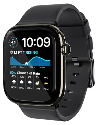 Productafbeelding van KeyBudz Artisan Lederen Horlogeband (44-49mm) – Compatibel met Apple Watch Series 4 t/m SE2 – Vervaardigd uit Top-grain Ecco Leer – Veroudert Prachtig over Tijd - Zwart