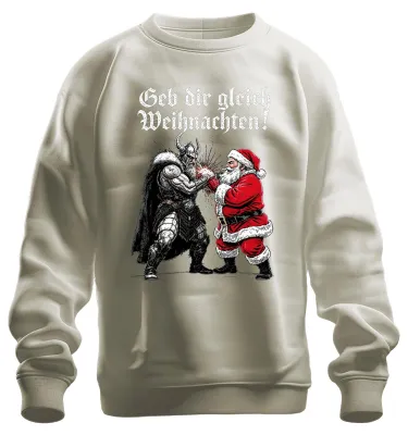 Produktbild von Geh dir gleich Weihnachten! Wikinger Nordisch Yulnacht Sweatshirt Pullover, Natur, XL