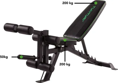 Produktbild von Tunturi Schrägbank, verstellbar, mit Beinpresse, UB60, max. 150 kg, Schwarz, L: 167 cm B: 60 cm H: 65 cm, inkl. Training App, für Heimtraining