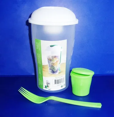 Produktbild von SALATBECHER 850ml mit Dressingbehälter Gabel Grün Salatbox to go Salatschalen Feinkostbecher Salatbehälter 3