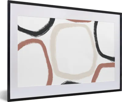 Produktbild von MuchoWow® Gerahmtes Poster Minimalismus - Geometrische Formen - Pastell - Muster 60x40 cm - Poster mit Schwarzem Bilderrahmen Wandposter Rahmen Foto Bilder - Schlafzimmer - Plakat in Rahmen - Drucken