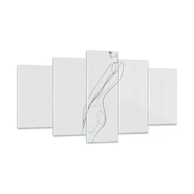 Produktbild von Bilder auf glas - 5 Teile - Kontur Frau Minimalismus - 160x85cm - Glasbilder - Wandbilder - Bilder - zum Aufhängen bereit - Wanddekoration aus Glas - Glas Bilder - Wandbild auf Glas - GEA160x85-4242
