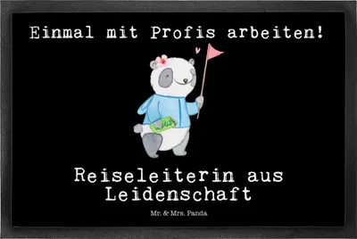 Produktbild von Mr. & Mrs. Panda Eingangsteppich Reiseleiterin Leidenschaft 50 x 75 cm - Schwarz - Geschenk, Türmatte, Schmutzfangmatte, Schmutzmatte, fußmatte, Bodenvorleger, Fussmatte