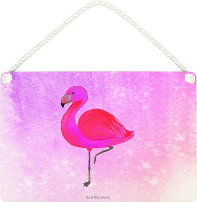 Produktbild von Mr. & Mrs. Panda Schild Flamingo Classic DIN A4 - Aquarell Pink - Geschenk, Rosa, Ich, kleine aufmerksamkeit, Prächtig, holzbild, Geschwister, wandtafel, Holzschild