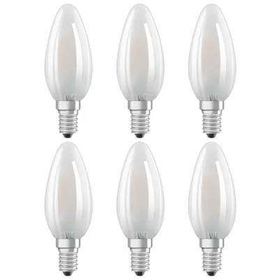 Produktbild von 6 x Bellalux LED Filament Leuchtmittel Kerzenform 4W = 40W E14 matt 470lm warmweiß 2700K