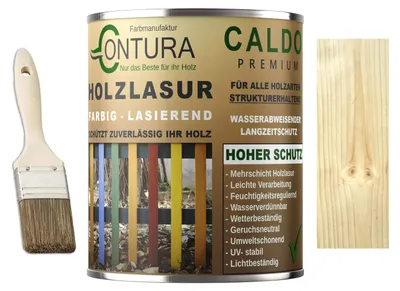 Produktbild von Contura Holzlasur Langzeitschutz Lasur + Pinsel Holz Außen Dauerschutzlasur Holzfarbe - 750ml. + Pinsel / Farblos - K6890