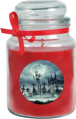Immagine prodotto di HS Candle Candela profumata "Halloween" in barattolo di caramelle - tanti motivi a scelta, ideale decorazione autunnale