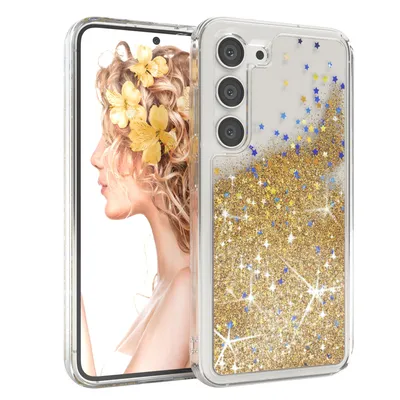 Produktbild von EAZY CASE - Glitzer Hülle kompatibel mit  Samsung Galaxy S23 Glitzer Schutzhülle, Soft Case, Backcover Transparent mit Motiv