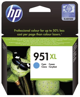 Produktbild von HP 951XL Cyan Original Druckerpatrone mit hoher Reichweite, Cyan, Tinte auf Pigmentbasis, 24 ml, 1 Stück(e), 1500 Seiten