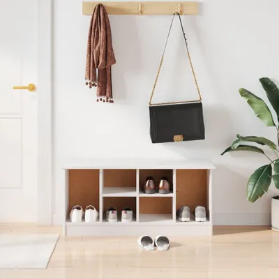 Produktbild von Möbel Schuhbank ALTA Weiß 100x35x45 cm Massivholz Kiefer - Sitzbänke 353932