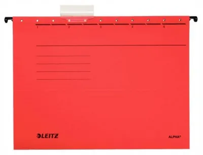Zdjęcie produktu dla Leitz 1985-25, czerwone segregatorzy wiszące, karton, format A4, 5 sztuk