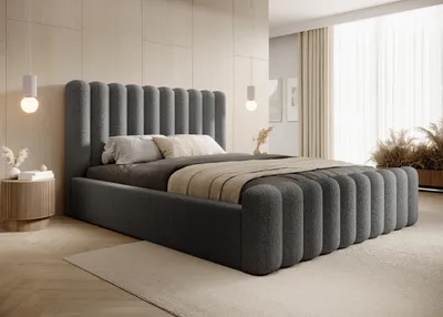 Produktbild von DomoHome posteľ s pružinovým boxom Spálňová posteľ Ideálna pre vašu spálňu | vrátane podstavca pod posteľ Rozmery: 218x225x114 cm, Model: Mona VII, Farba: sivá