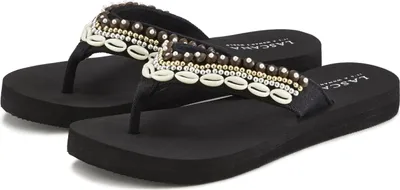 Produktbild von LASCANA Badezehentrenner Sandale, Badeschuh, Pantolette, Badelatsche, Flip Flop, Sommerschuh, schwarz Größe 43