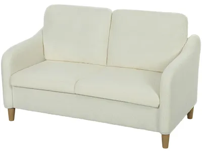 Produktbild von HOMCOM Sofa 2 Sitzer kleine 137 cm Couch mit Sherpa-Fleece-Optik Cremeweiß