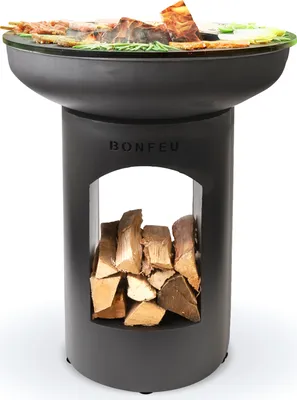 Produktbild von BonFeu BonBiza Schwarz Öffnen Feuerkorb für den Garten - Feuerstelle - 80x80x100