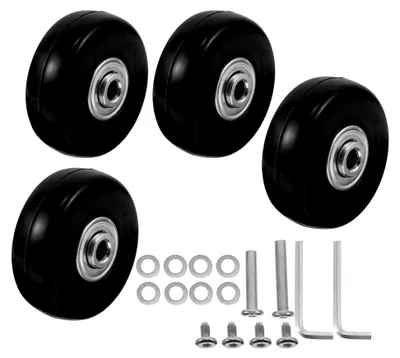 Produktbild von Ersatz Gepäckrollen 50mm mit Kugellager, geräuschlos und drehbar, inkl. Schraubenschlüssel und Achsenschraube, Reparaturset für Reisekoffer