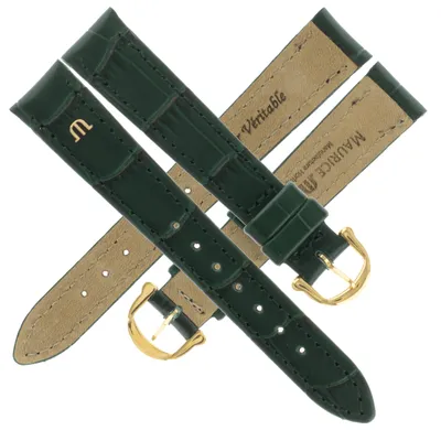Produktbild von Maurice Lacroix Ersatzband Damen 15 mm Kroko-Optik grün Schließe goldfarben