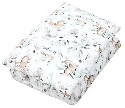 Produktbild von TupTam Kinder Gemusterte Bettdecken Set Ganzjahresdecke Bettdecke Kopfkissen Flachkissen 2tlg., Farbe: Hasen / Rehe im Laub, Größe: 135x100 cm
