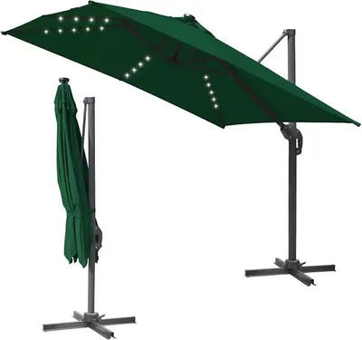 Imagen del producto de Parasol rectangular de 300 x 300 cm. Parasol de jardín con manivela, giratorio 360° y con inclinación. Parasol para terraza, protección solar UV50+, aluminio. Parasol para jardín, terraza o mercado