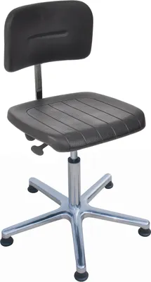 Produktbild von Antistatischer Arbeitsstuhl Arlington mit kleiner Rückenlehne, Sitzneigeverstellung & ESD-Sitz | Sitzhöhe 46-65cm | Ø 61cm | Tragfähigkeit 110kg | Polyurethane-Sitz | Aluminium-Fußkreuz mit Gleiter | mit Asynchron-Mechanik | Schwarz