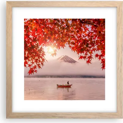Produktbild von Gerahmtes Poster - Rahmen in heller Eiche - Vulkan See - 30x30 cm - Wand Bild - Wanddeko - Wandbilder - Kunstposter - Wandposter - Bilderrahmen - Bilder - Kunstdruck - Wandbild - P2NAC30x30-4107