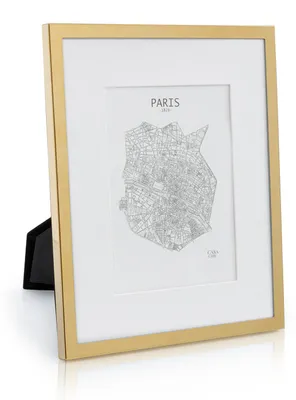 Produktbild von Casa Chic Bilderrahmen mit Passepartout, 27x22cm Bilderrahmen für Urkunde & Collage, Glas Bilderrahmen, Fotorahmen Stehend/Wandmontage, Rahmen Vertikaler/Horizontaler Gebrauch, Metall Bilderrahmen