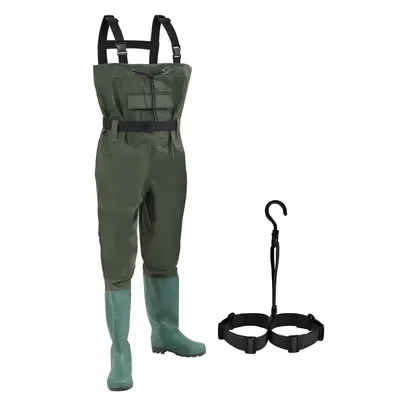 Produktbild von Fiqops Wathose - Gr. 45 Fladen Anglerhose Angelhose Watstiefel Anglerstiefel PVC Nylon Gummihose mit Haken